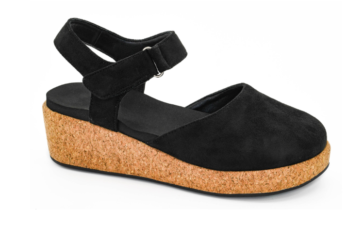 Black Faux Suede All In Wedge Sandals by Corkys Footwear