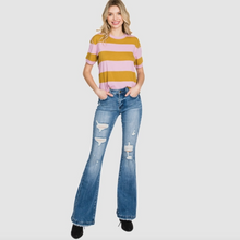 Load image into Gallery viewer, PETITE Mid Rise Stretch Flare Jeans