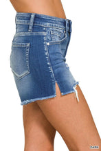 Load image into Gallery viewer, Plus Size - Raw Frayed Hem Cutoff Side Slit Denim Shorts