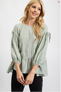 Sage Ruffle Bottom Top