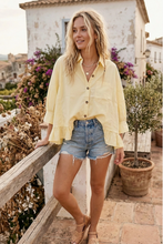 Load image into Gallery viewer, Ruffle Hem Button Front Poplin Top - Baby Yellow