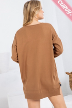 Load image into Gallery viewer, Camel - Cozy V Neck Sweater - Plus Size