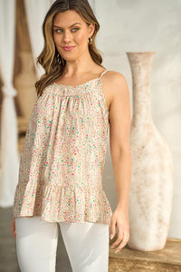 Floral Printed Tiered Sleeveless Top