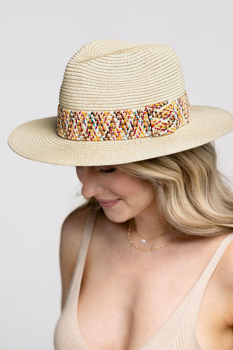 Multi Color Straw Band Panama Hat