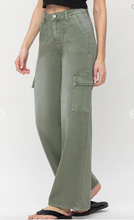 Load image into Gallery viewer, Olivia - High Rise Utility Cargo Wide Leg Jean - Army Green