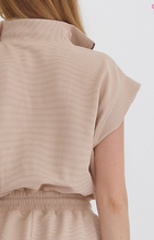 Load image into Gallery viewer, Light Taupe Solid Textured Short Sleeve Romper