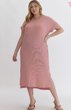 Load image into Gallery viewer, Dusty Pink Ribbed Midi Dress - Regular and Plus Size