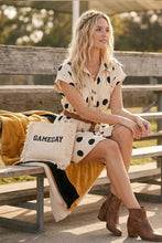 Load image into Gallery viewer, Polka Dot Button Down Pleated Poplin Dress - Cream/Black