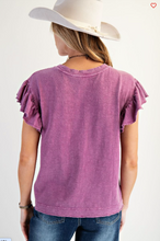 Load image into Gallery viewer, Orchid - Wing Sleeves Cotton Slub Mineral Washed Knit Top