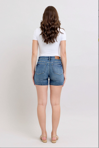 Judy Blue Mid Rise Tummy Control Mid Length Shorts