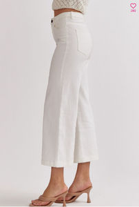 High Waist Wide Leg Pants - White - Regular & Plus Sizes