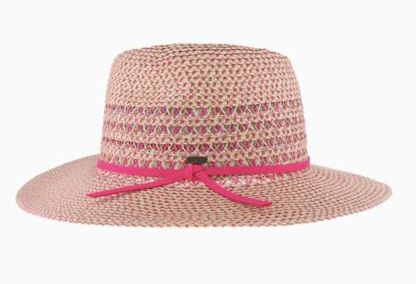 Two Tone Heathered Suede Trim Panama Hat - Available in 3 Colors