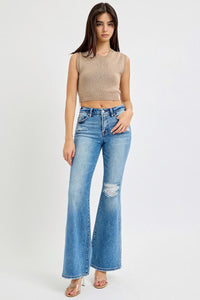 Mid Rise Tummy Control Flare Jeans - Plus Size