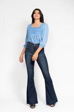 Load image into Gallery viewer, High Waist Raw Hem Flare Jeans