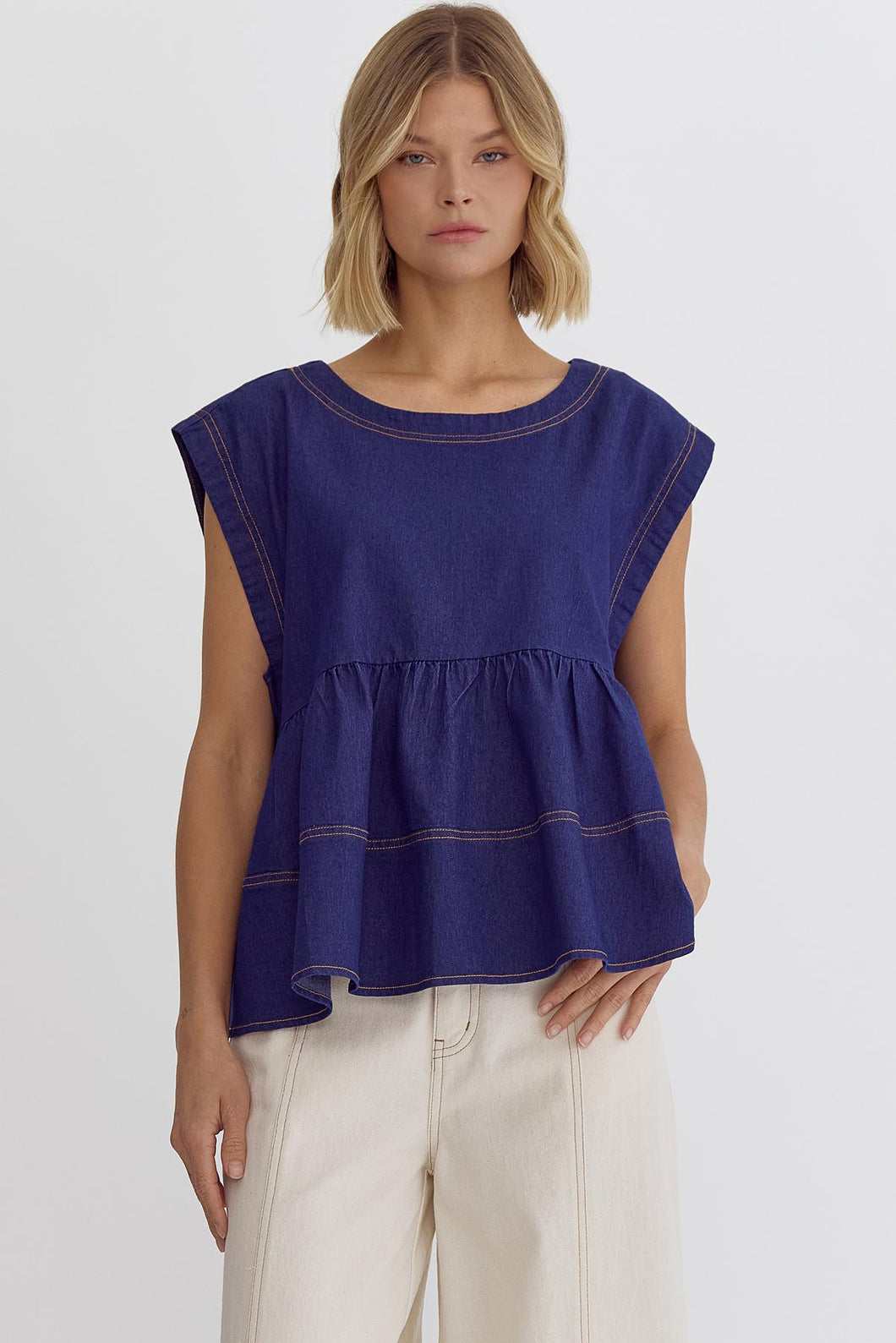 Indigo Peplum Top