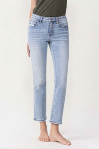 Mid Rise Slim Straight Cropped Jeans