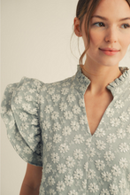 Load image into Gallery viewer, Floral Embroidered Dress - Sage