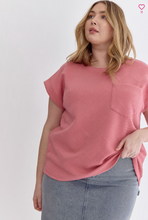 Load image into Gallery viewer, Textured Short Sleeve Top - Coral Pink - Regular &amp; Plus Size