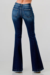 PETITE Distressed Mid Rise Stretch Flare Jeans