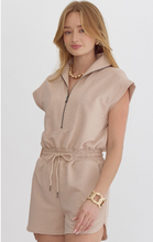 Load image into Gallery viewer, Light Taupe Solid Textured Short Sleeve Romper