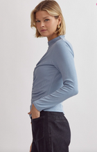 Load image into Gallery viewer, Shirred Detail Ribbed Top - Blue Blush