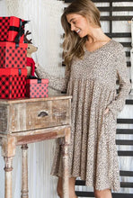 Load image into Gallery viewer, V Neck Animal Print Tiered Babydoll Dress - Plus Size