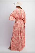 Load image into Gallery viewer, Peach Smoothie - Leaf Printed Laura Linen Maxi Dress