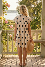 Load image into Gallery viewer, Polka Dot Button Down Pleated Poplin Dress - Cream/Black