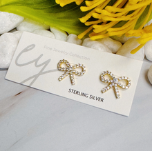 Load image into Gallery viewer, Shine Mini Bow Sterling Silver Earrings