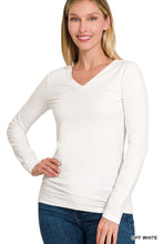 Load image into Gallery viewer, Brushed Microfiber Long Sleeve V Neck Tee - Available in 4 Colors