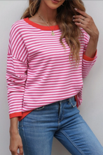 Load image into Gallery viewer, Madelynn Striped Drop Shoulder Sweater