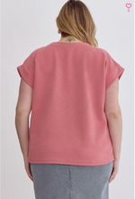 Load image into Gallery viewer, Textured Short Sleeve Top - Coral Pink - Regular &amp; Plus Size