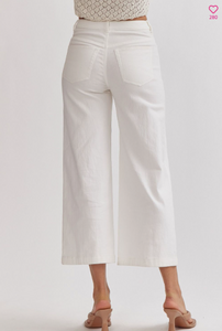 High Waist Wide Leg Pants - White - Regular & Plus Sizes