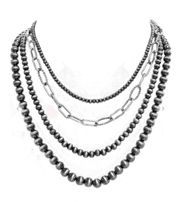 Western Navajo Pearl Clip Chain Necklace