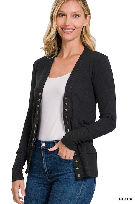 Snap Button Sweater Cardigan - Regular & Plus Sizes - Available in 6 Colors