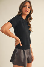 Load image into Gallery viewer, Black - Short Sleeve Crew Neck Sweater