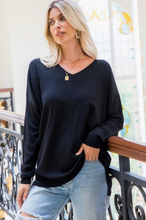 Load image into Gallery viewer, Black - V Neck Knit Top - Regular &amp; Plus Sizes