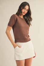 Load image into Gallery viewer, Mocha - Short Sleeve Crew Neck Sweater