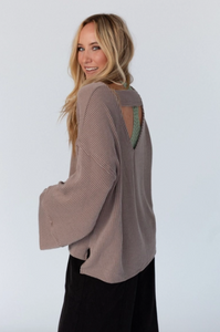 Mocha - Love It Round Neckline Textured Top