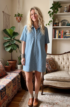 Load image into Gallery viewer, Polka Dot Denim Shirt Dress