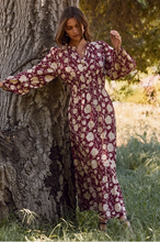 Load image into Gallery viewer, Floral Printed Maxi Dress - Burgundy Multi - Plus Size