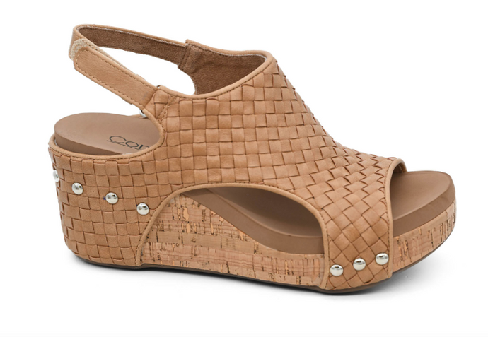 Caramel Woven Carley Wedge Sandals by Corkys