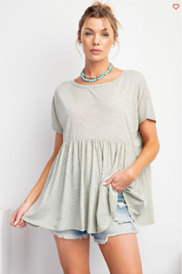 Dusty Sage - Cotton Slub Tunic Top