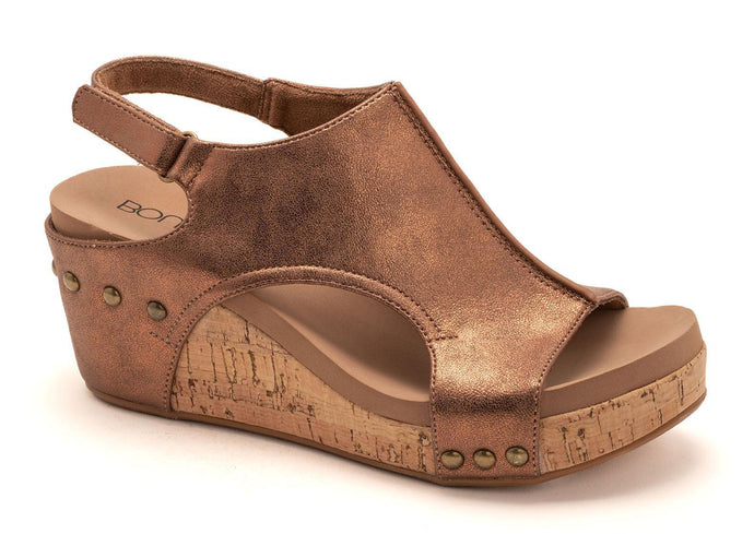 Antique Bronze Carley Wedge Sandals by Corkys