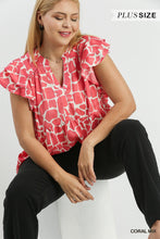 Load image into Gallery viewer, Coral Mix - Two Tone Animal Print Top - Plus Size