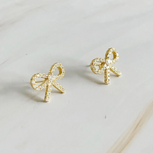 Load image into Gallery viewer, Shine Mini Bow Sterling Silver Earrings