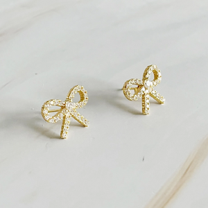 Shine Mini Bow Sterling Silver Earrings