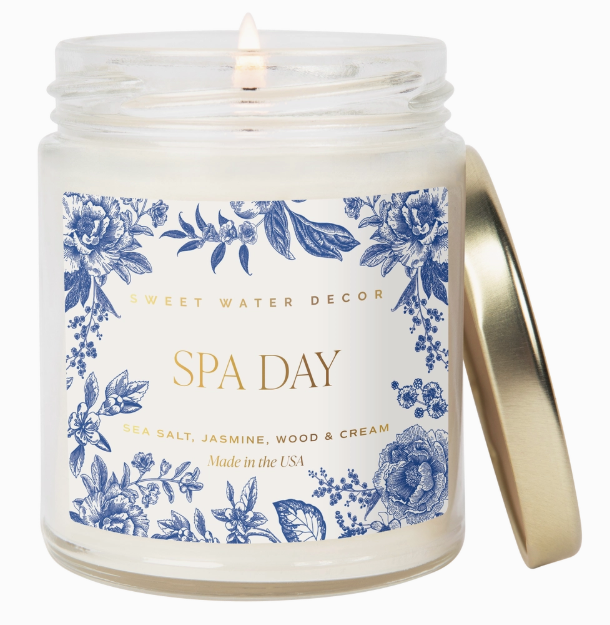 Spa Day 9 oz Soy Candle with Gold Foil Accents
