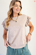 Load image into Gallery viewer, Mushroom - Wing Sleeves Cotton Slub Mineral Washed Knit Top