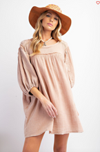 Load image into Gallery viewer, Almond - Mineral Washed Cotton Gauze Tunic Dress